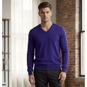 Polo Ralph Lauren Men's Pima  Cotton V-Neck Sweater XL Purple Preppy Golf